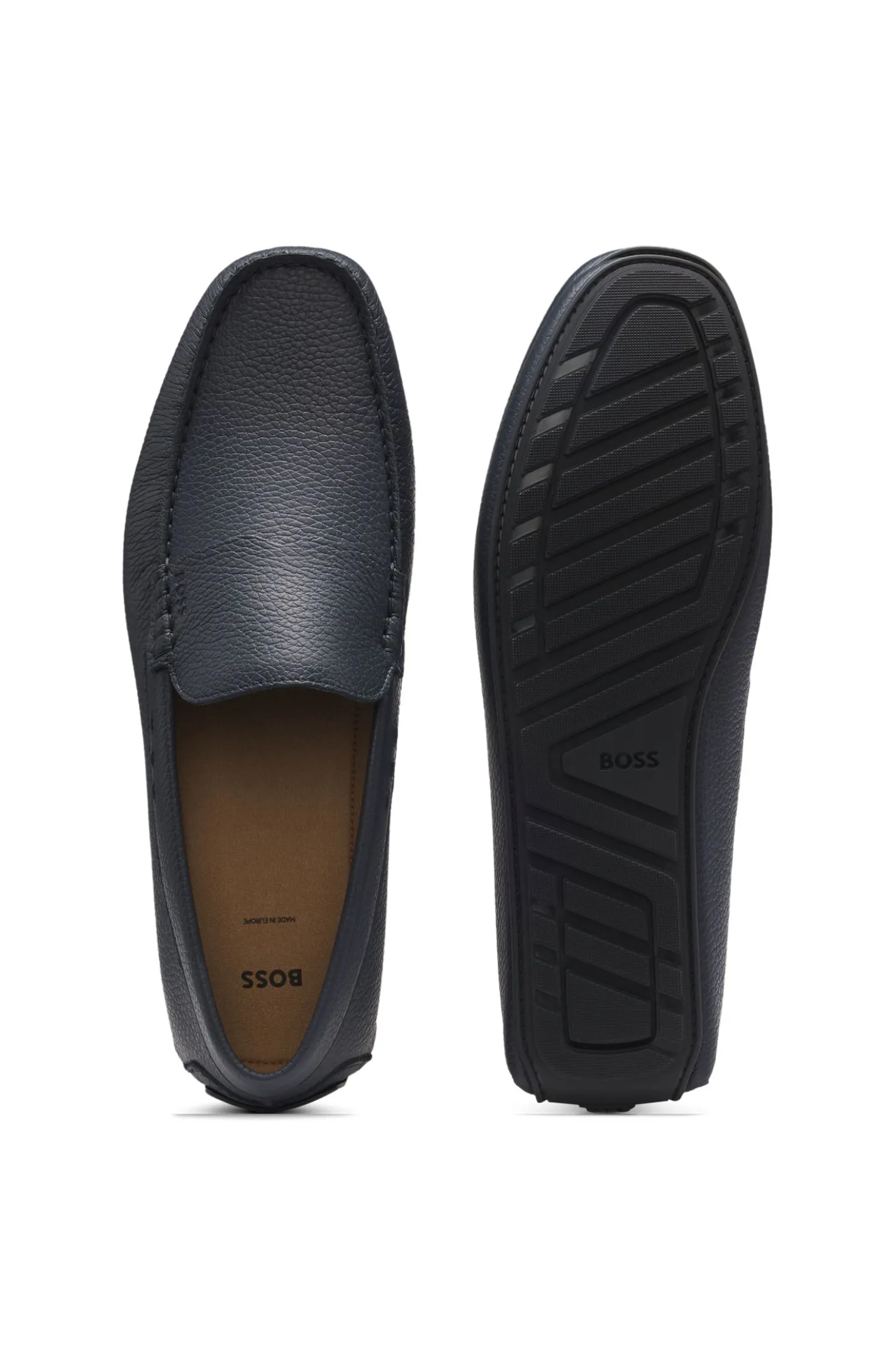 Loafer aus gewalktem Leder mit Profilsohle