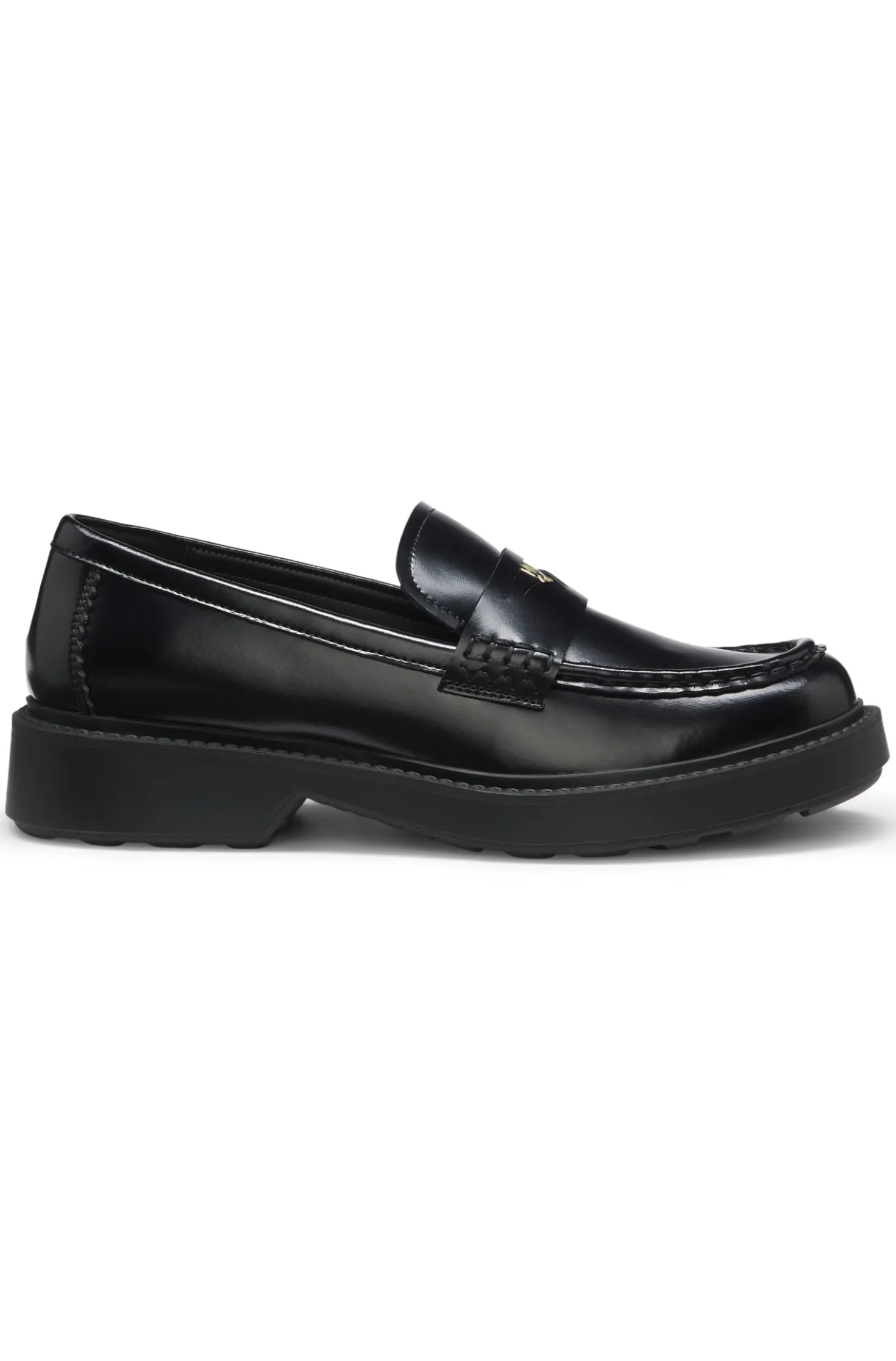 Loafer aus Leder mit Pennyloafer-Besatz und Stacked-Logo