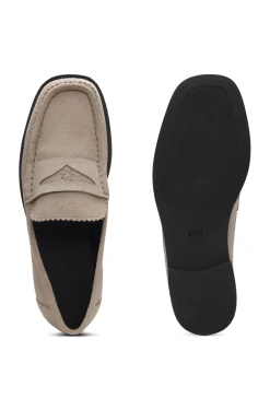 Loafer aus Veloursleder mit Logo am Pennyloafer-Besatz