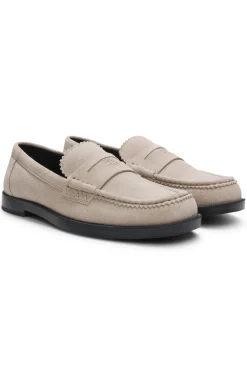 Loafer aus Veloursleder mit Logo am Pennyloafer-Besatz