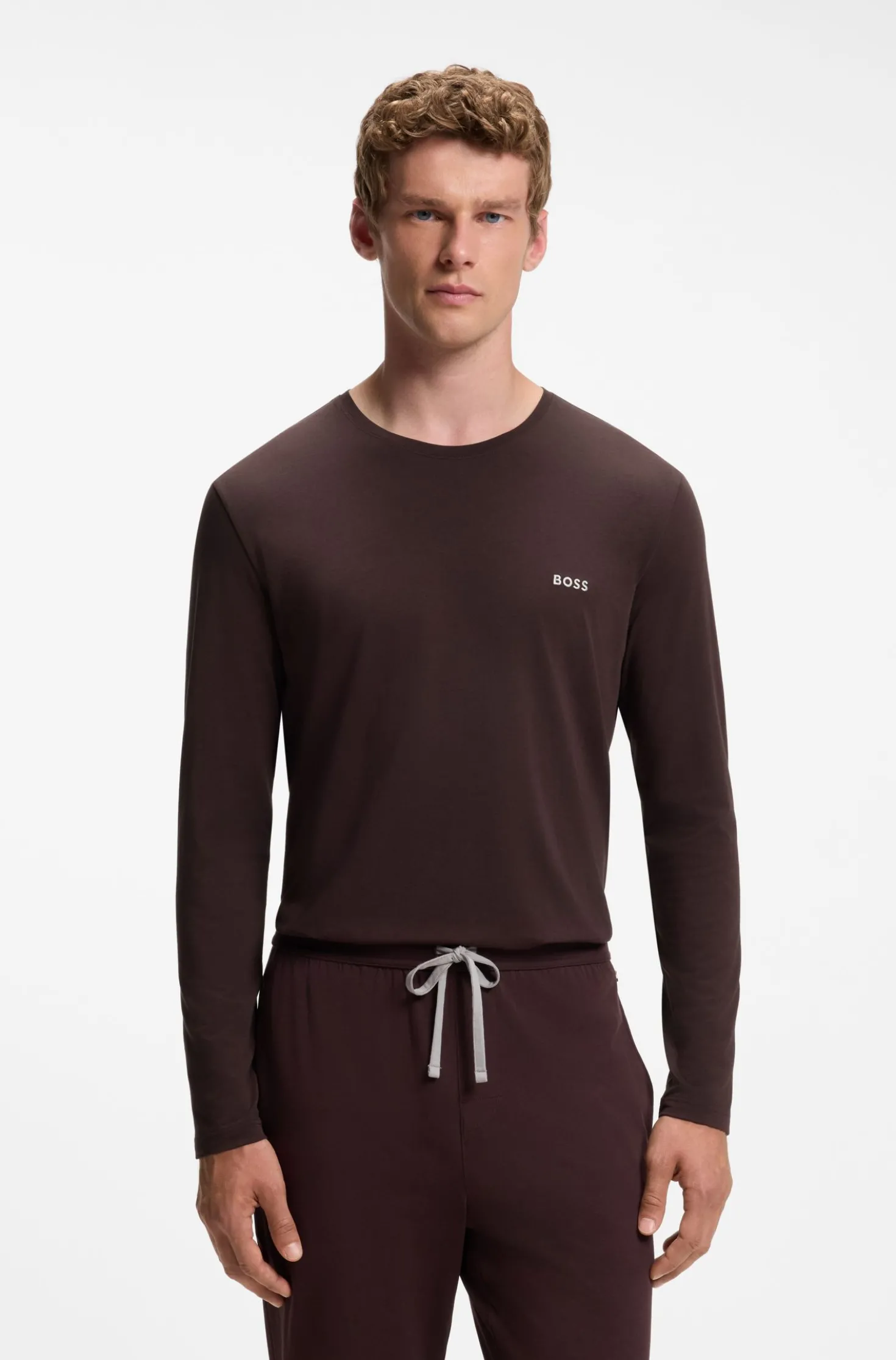 Longsleeve aus Stretch-Baumwolle mit Logo-Stickerei