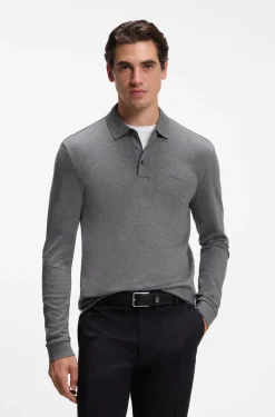 Longsleeve-Poloshirt aus Interlock-Baumwolle mit Logo