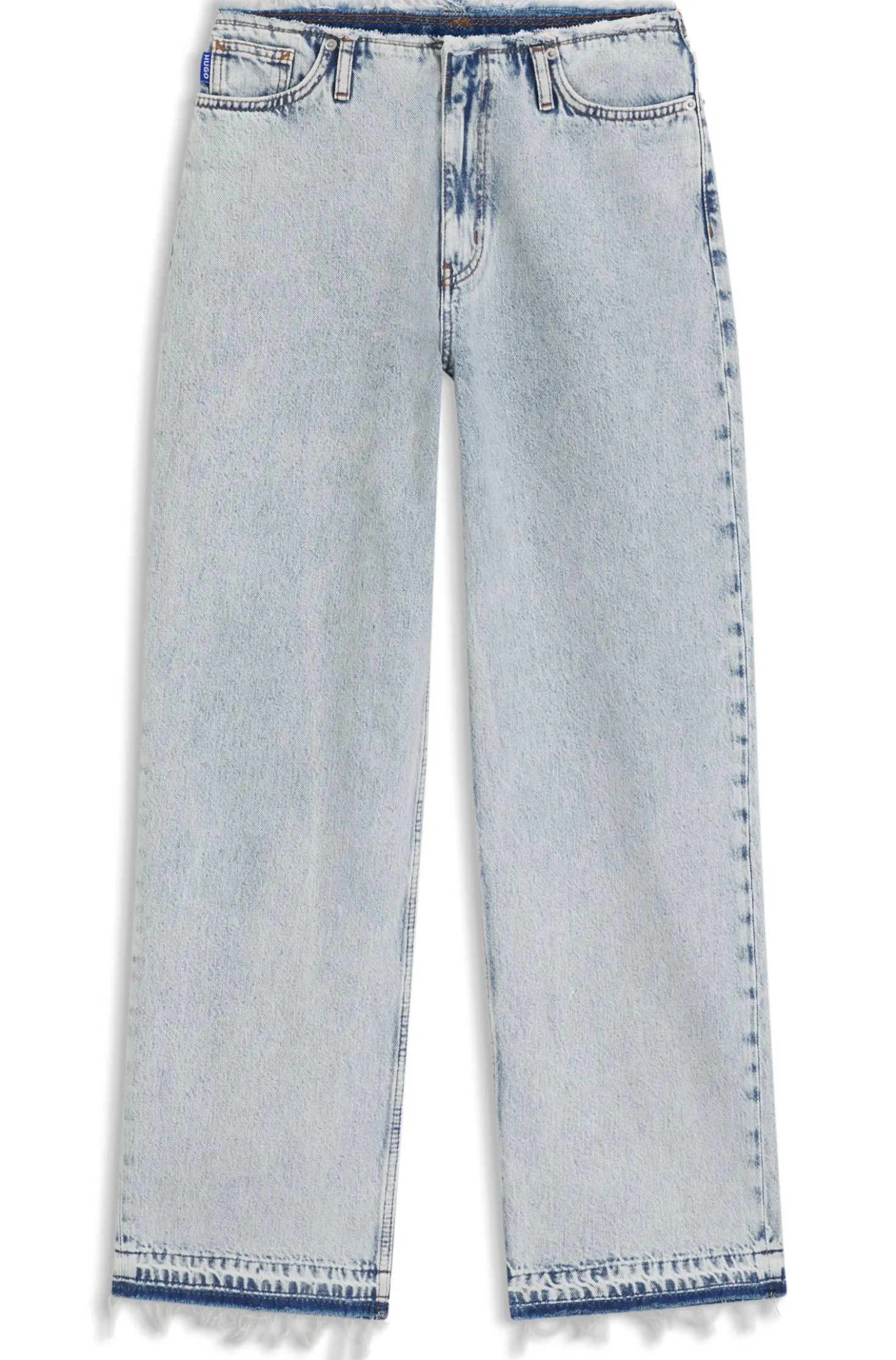 Loose-Fit Jeans aus festem hellblauem Denim