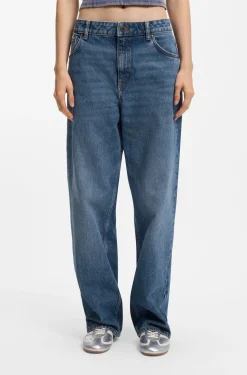 Loose-Fit Jeans aus gewaschenem blauem Denim
