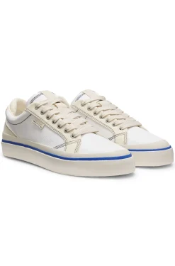 Lowtop Sneakers mit blauer Sohlen-Linie