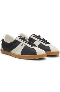 Lowtop Sneakers mit Veloursleder-Details