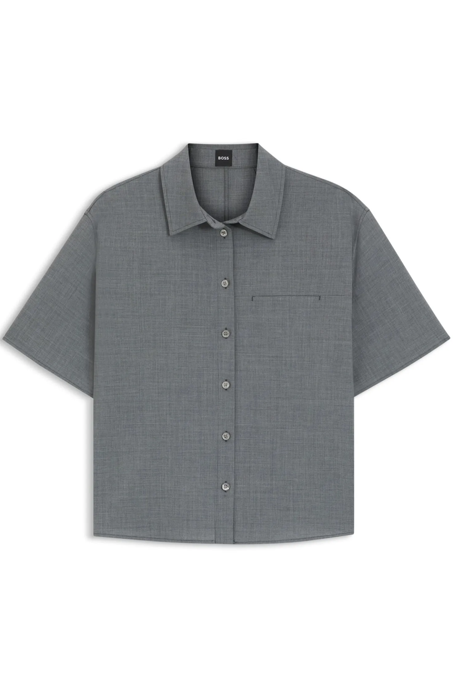 Melierte Cropped-Bluse aus Schurwolle