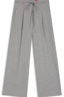 Melierte Regular-Fit Hose aus elastischem Gewebe mit weitem Bein