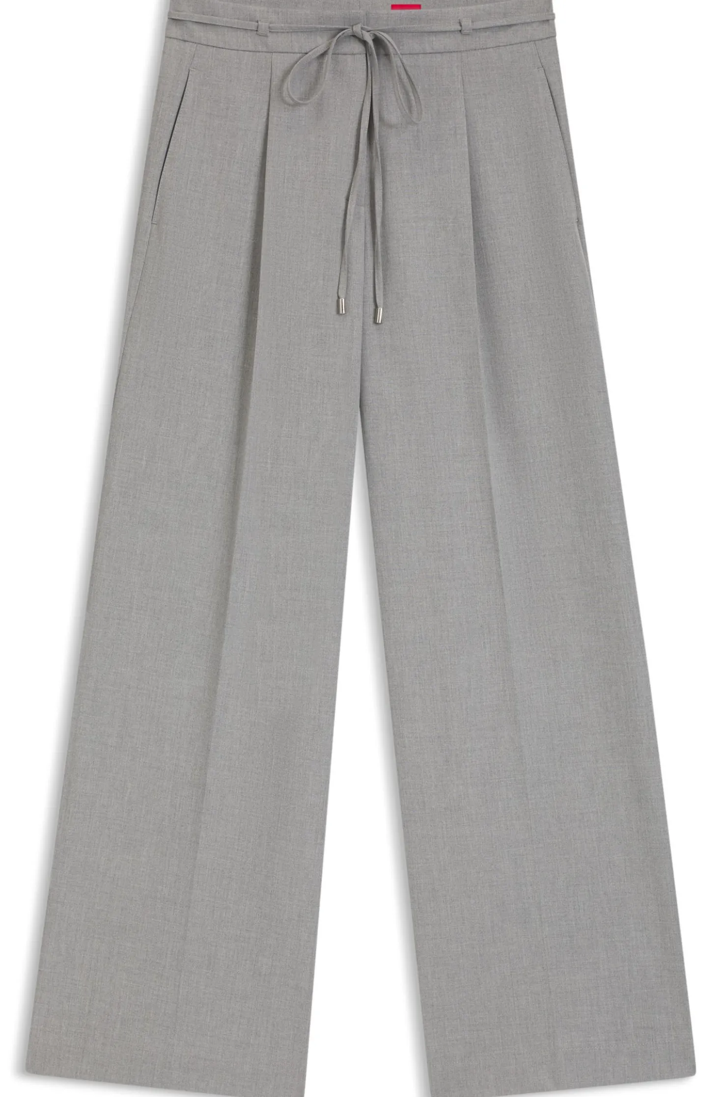 Melierte Regular-Fit Hose aus elastischem Gewebe mit weitem Bein