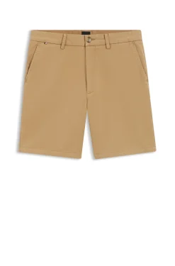 Modern-Fit Shorts aus überfärbtem elastischem Baumwoll-Twill