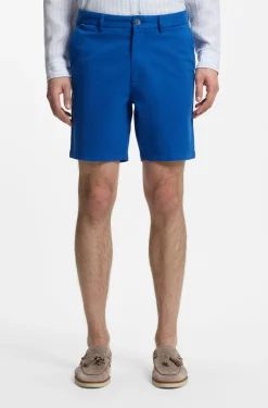 Modern-Fit Shorts aus überfärbtem elastischem Baumwoll-Twill