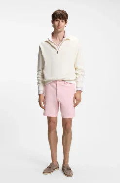 Modern-Fit Shorts aus überfärbtem elastischem Baumwoll-Twill