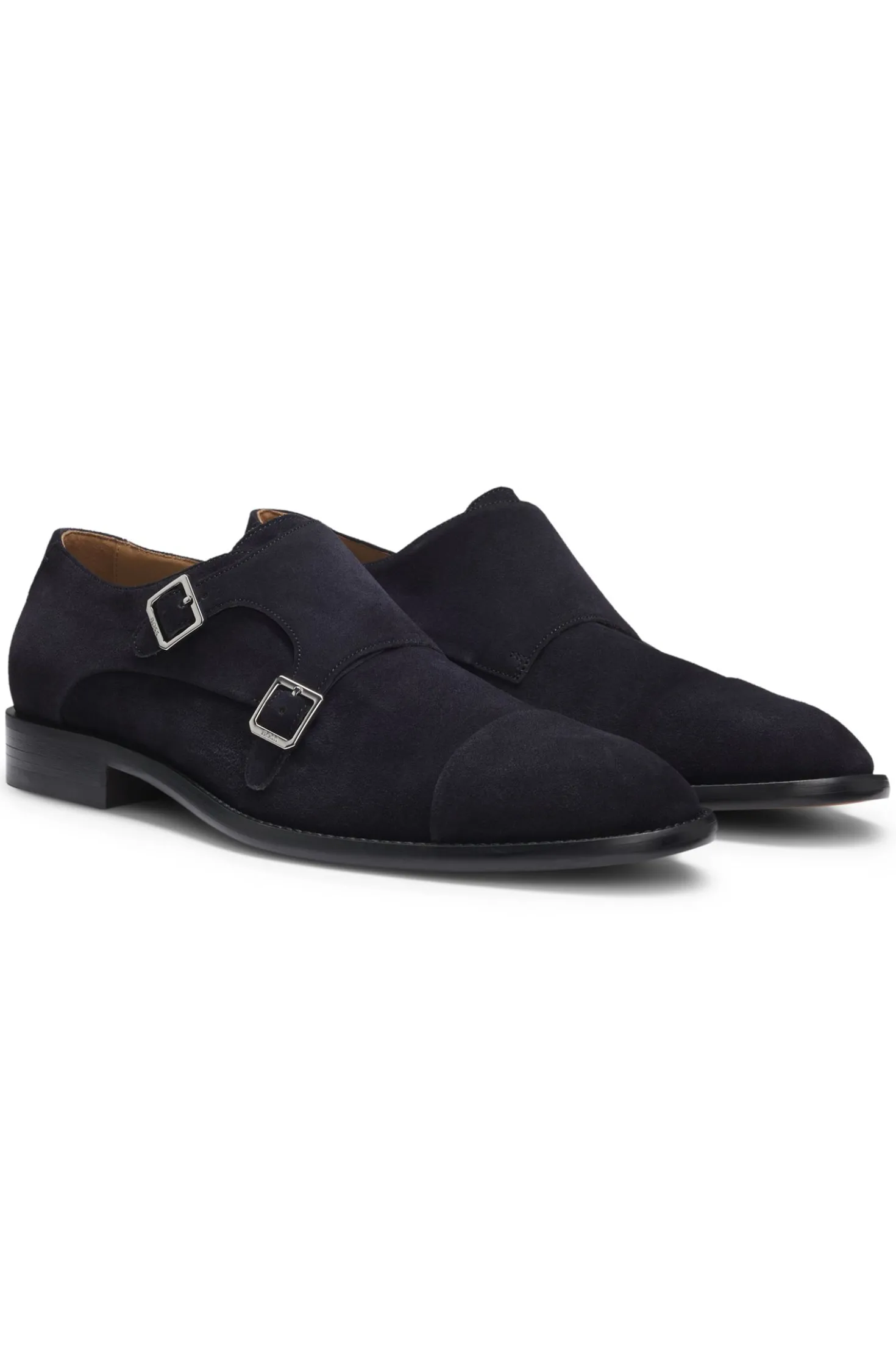 Monkstraps aus Veloursleder mit Doppelriemchen