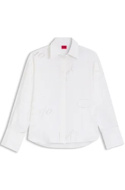 Oversized Bluse mit Burnout-Logo-Print