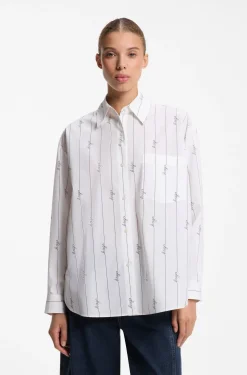 Oversized-Fit Bluse aus Baumwoll-Popeline mit Logo-Schriftzügen