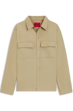 Oversized Hemd aus Baumwoll-Gabardine mit Brusttaschen