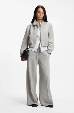 Oversized Hose aus meliertem Stretch-Twill