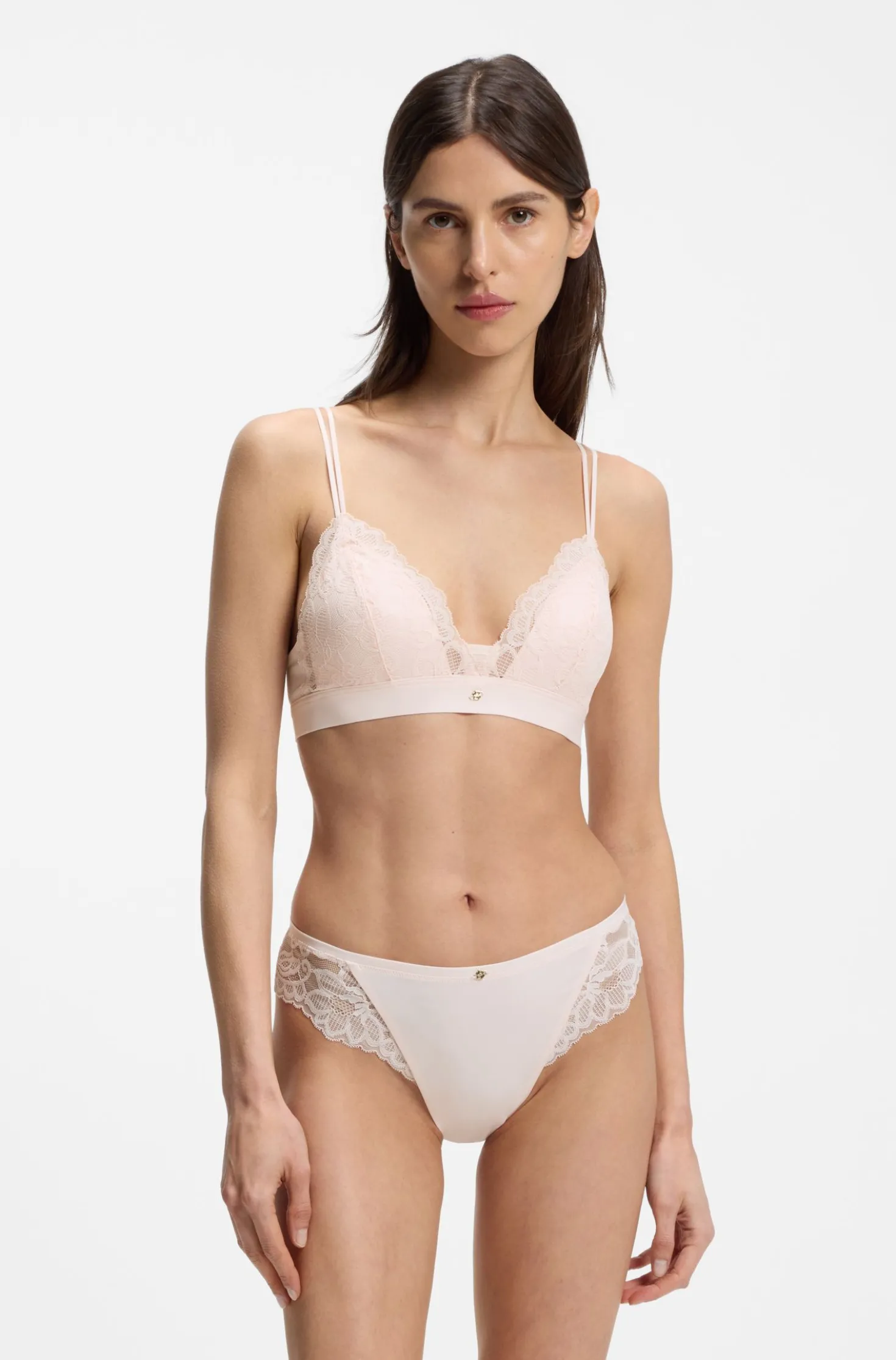 Premium Spitzen-Bralette mit plissiertem Mesh