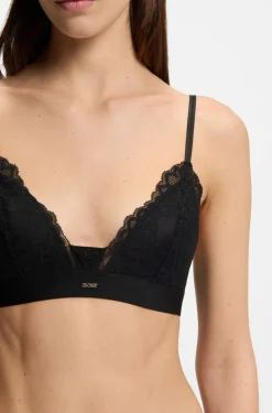 Premium Spitzen-Bralette mit plissiertem Mesh