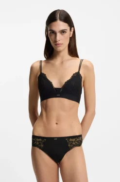 Premium Spitzen-Bralette mit plissiertem Mesh