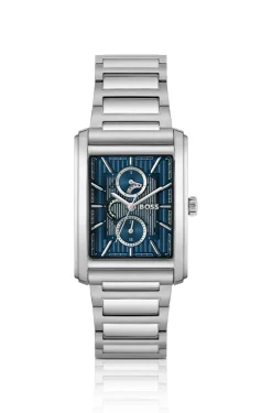 PRINCIPLE Uhr mit Gliederarmband und skelettiertem, blauem Zifferblatt mit Struktur
