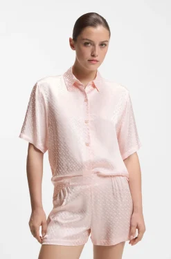 Pyjamahemd aus Satin mit Monogramm-Jacquard