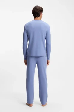 Pyjama-Hose aus Baumwoll-Mix mit gesticktem Logo