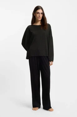 Pyjama-Top mit Monogramm-Print und Fledermausärmeln