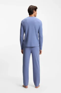 Pyjama-T-Shirt aus Ottoman-Jersey mit Logo-Stickerei