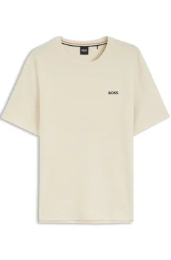 Pyjama-T-Shirt mit Waffelstruktur und Logo-Stickerei
