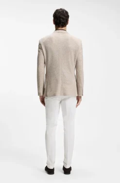 Regular-Fit Blazer aus gemustertem Leinen-Mix