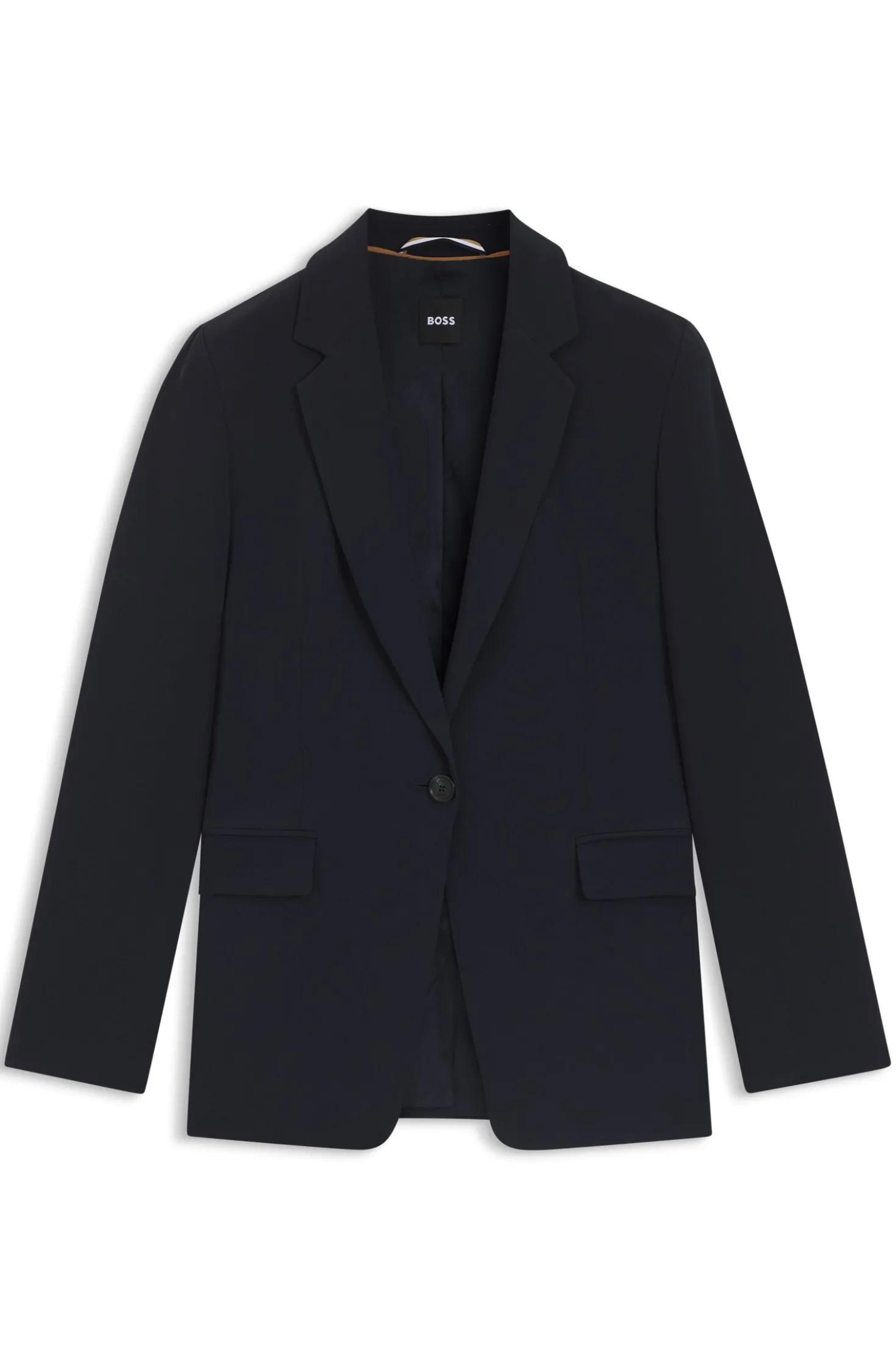 Regular-Fit Blazer aus knitterfreiem Krepp