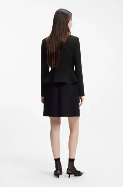 Regular-Fit Blazer aus Krepp-Gewebe mit Schößchen-Saum