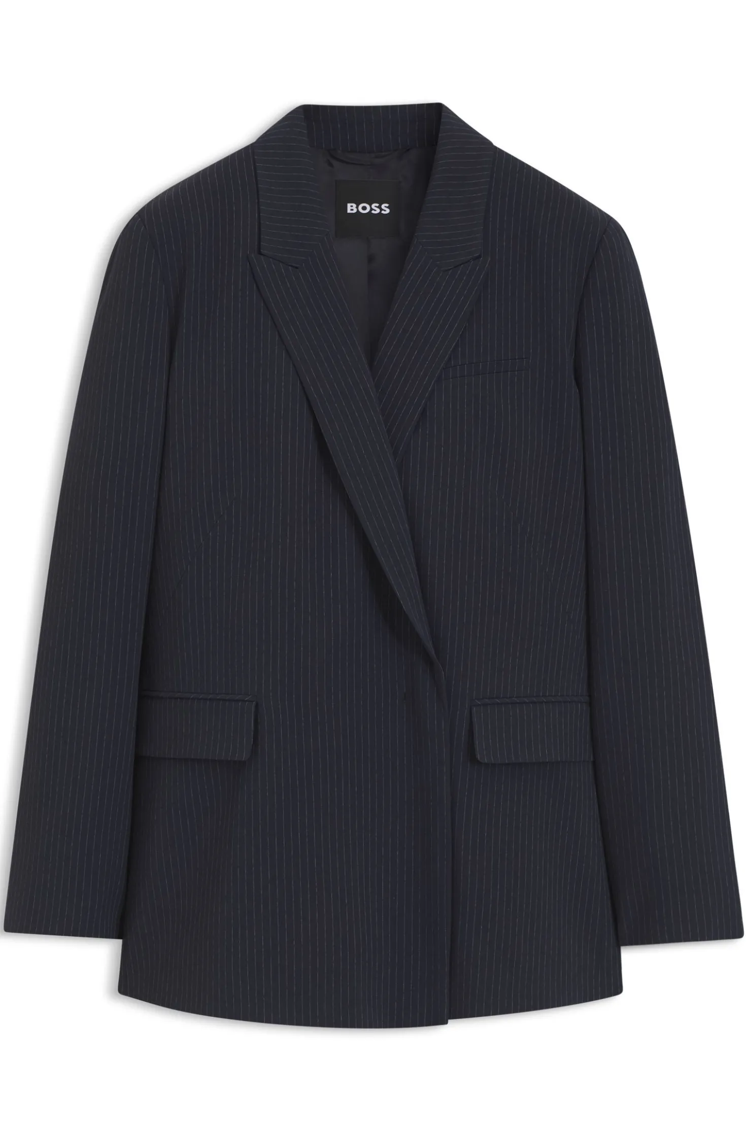 Regular-Fit Blazer aus Stretch-Crêpe mit Nadelstreifen