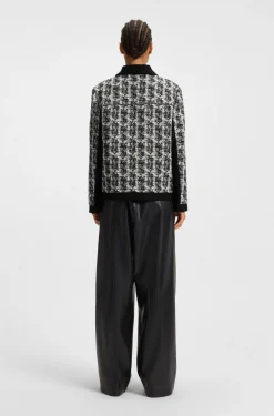 Regular-Fit Blazer aus Tweed mit Feder-Muster