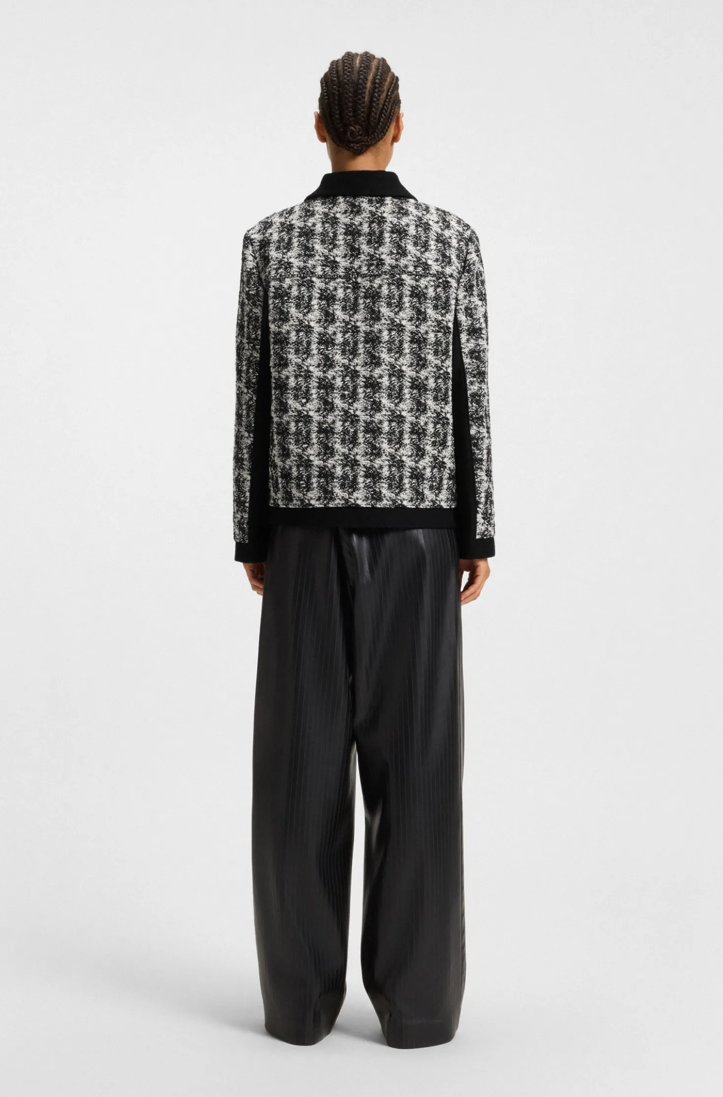 Regular-Fit Blazer aus Tweed mit Feder-Muster