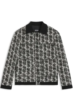 Regular-Fit Blazer aus Tweed mit Feder-Muster