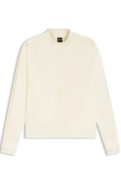 Regular-Fit Bluse aus Baumwoll-Popeline mit verdeckter Knopfleiste
