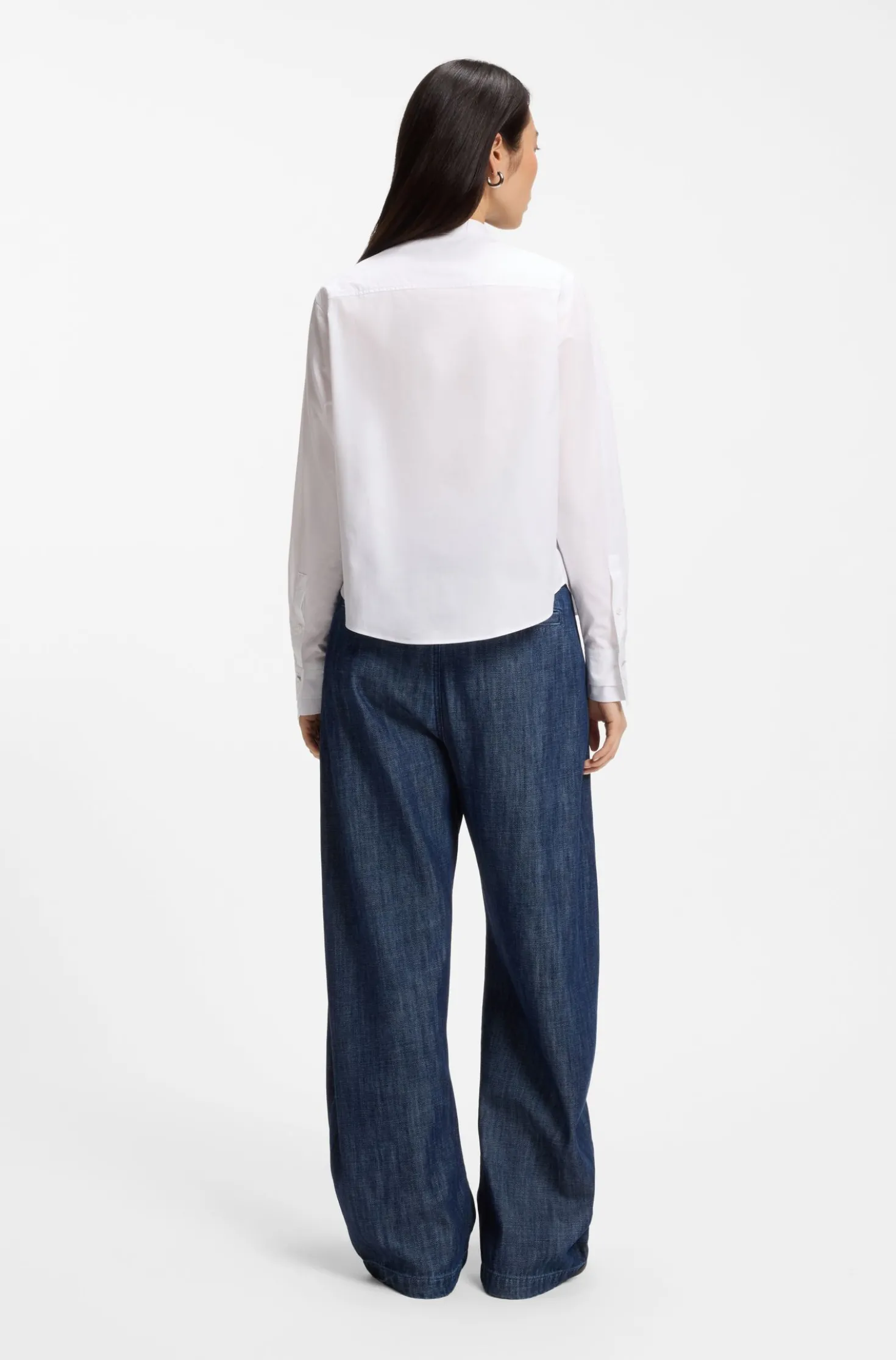 Regular-Fit Bluse aus Baumwoll-Popeline mit verdeckter Knopfleiste