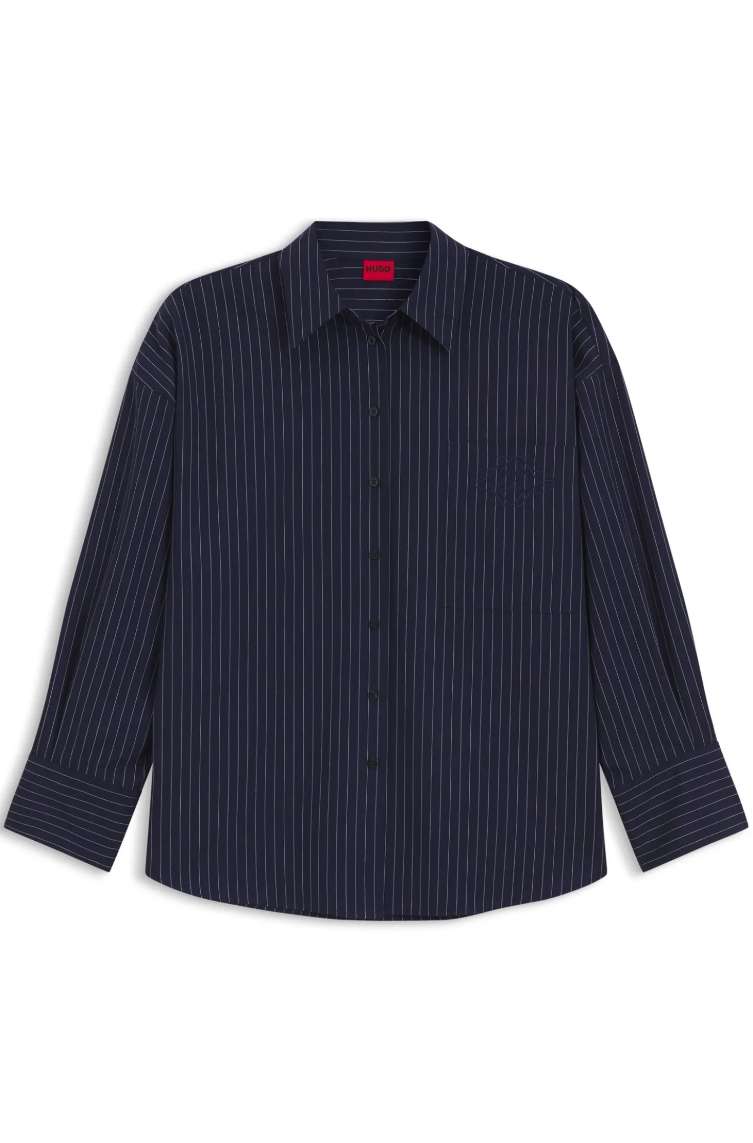 Regular-Fit Bluse aus Baumwoll-Popeline mit Nadelstreifen