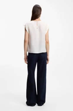 Regular-Fit Bluse mit Schlüsselloch-Detail auf der Rückseite