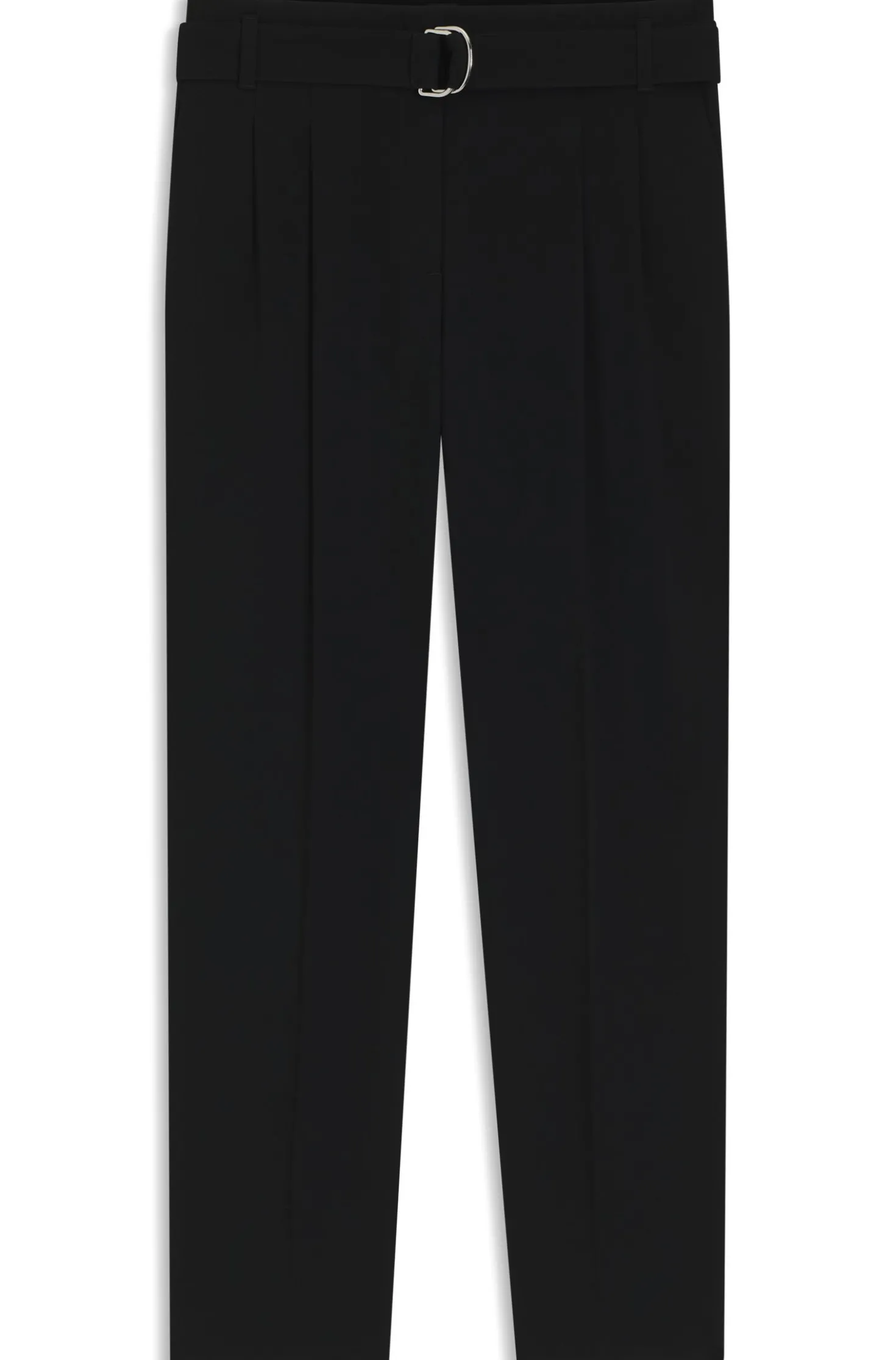 Regular-Fit Hose aus knitterfreiem Krepp in Cropped-Länge