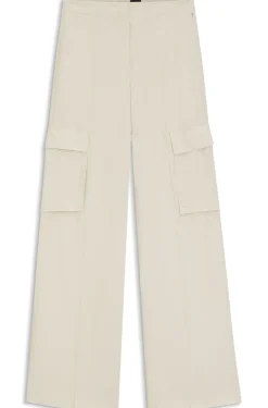 Regular-Fit Hose aus Krepp mit Cargotaschen