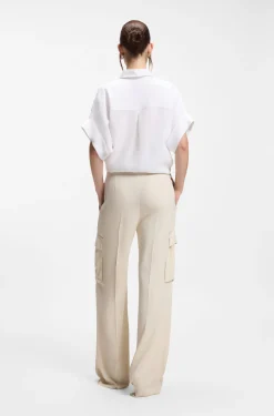 Regular-Fit Hose aus Krepp mit Cargotaschen