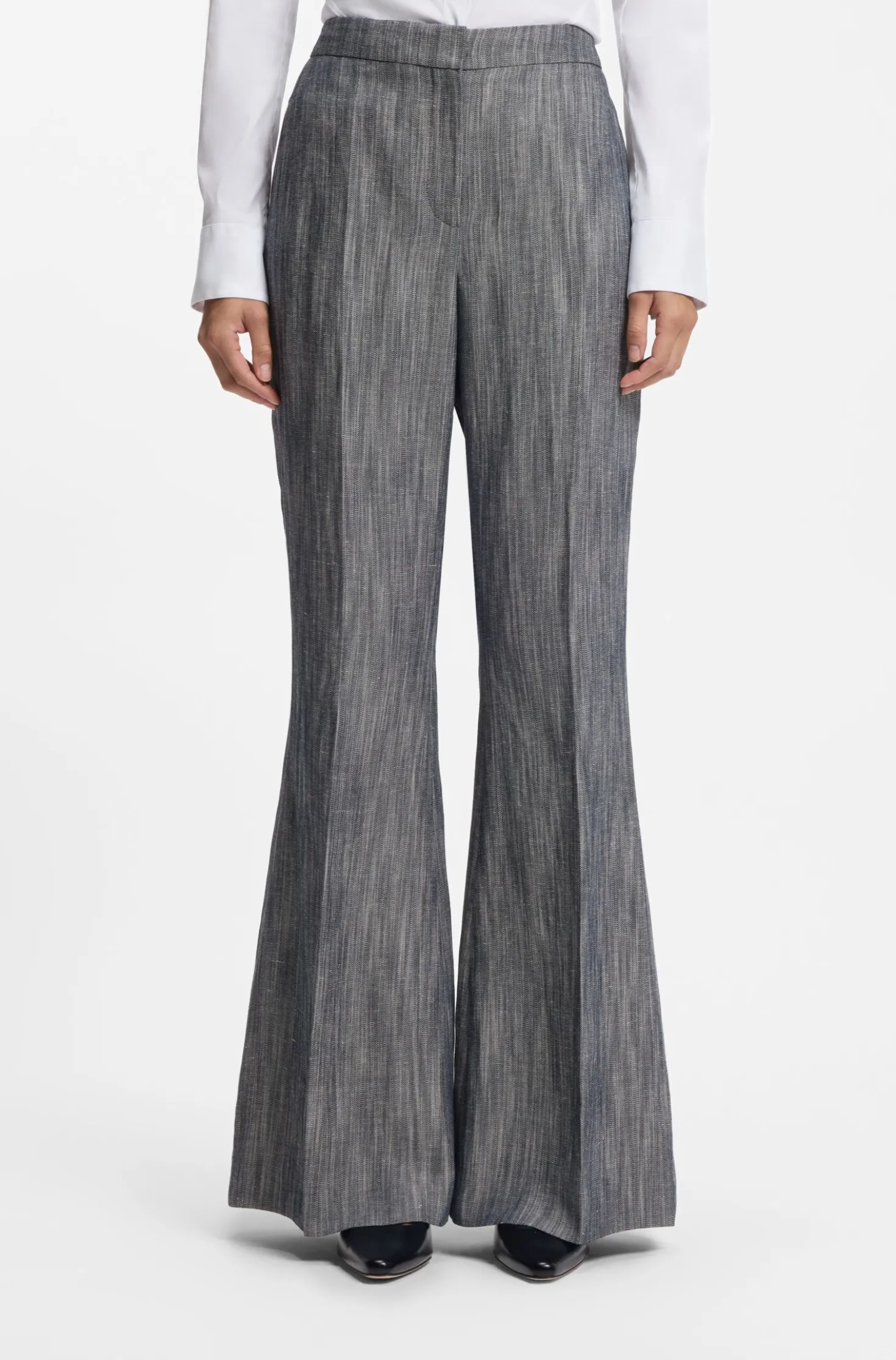 Regular-Fit Hose aus meliertem Denim