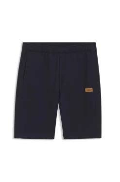 Regular-Fit Shorts aus Baumwolle mit Logo-Badge aus Veloursleder