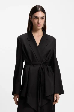 Relaxed-Fit Blazer aus Woll-Mix mit Gabardine-Struktur