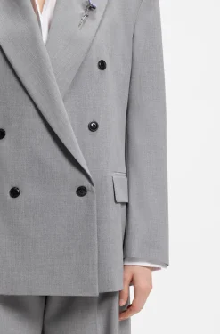 Relaxed-Fit Blazer mit Blumenbrosche aus Emaille