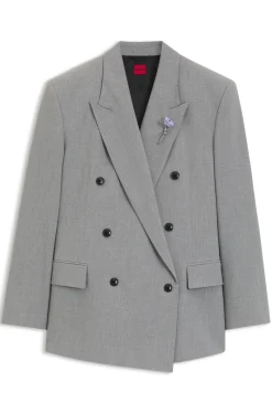 Relaxed-Fit Blazer mit Blumenbrosche aus Emaille