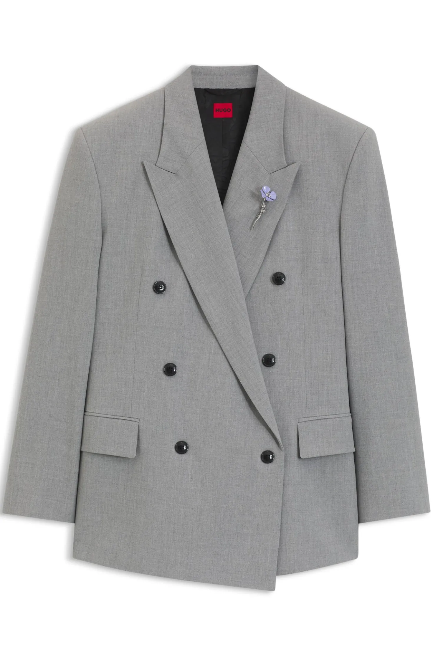 Relaxed-Fit Blazer mit Blumenbrosche aus Emaille